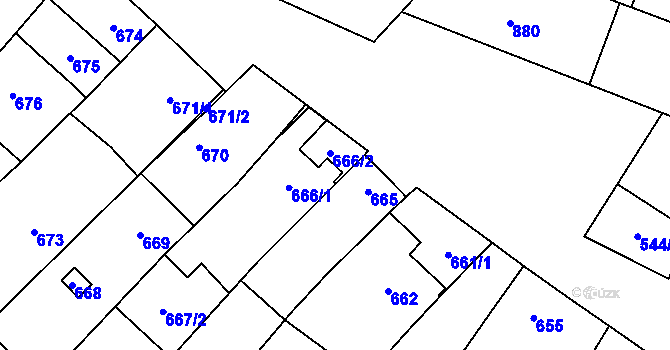 Parcela st. 666/4 v KÚ Mikulčice, Katastrální mapa