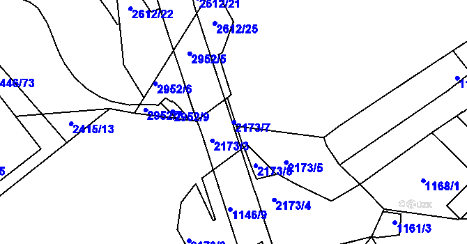 Parcela st. 2173/7 v KÚ Mikulčice, Katastrální mapa