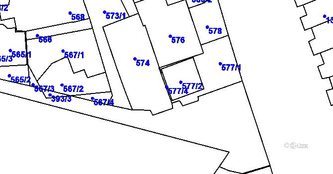 Parcela st. 577/4 v KÚ Mikulčice, Katastrální mapa