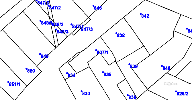 Parcela st. 837/1 v KÚ Mikulčice, Katastrální mapa