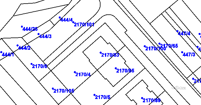 Parcela st. 2170/83 v KÚ Mikulčice, Katastrální mapa
