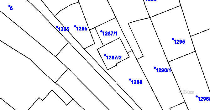 Parcela st. 1287/2 v KÚ Mikulčice, Katastrální mapa