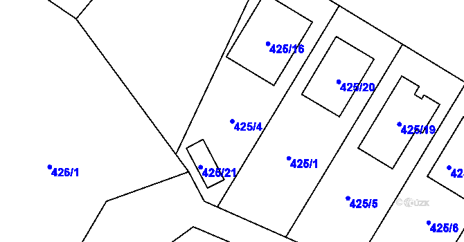 Parcela st. 425/4 v KÚ Mikulčice, Katastrální mapa