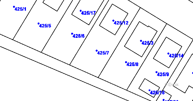 Parcela st. 425/7 v KÚ Mikulčice, Katastrální mapa