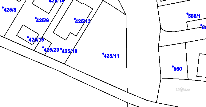 Parcela st. 425/11 v KÚ Mikulčice, Katastrální mapa