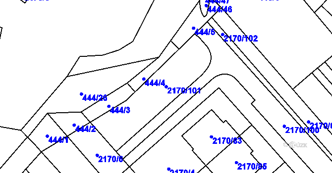 Parcela st. 2170/101 v KÚ Mikulčice, Katastrální mapa