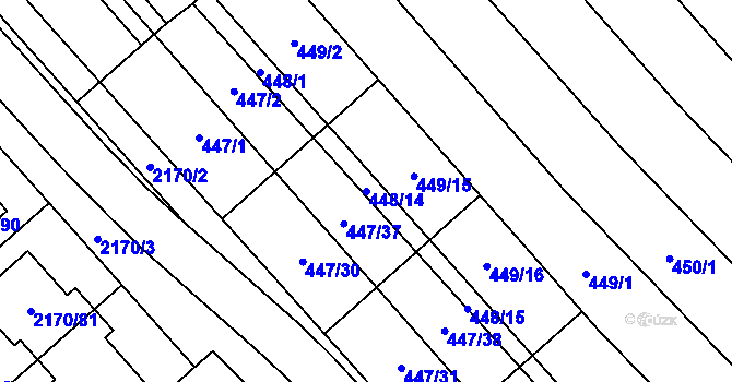 Parcela st. 448/14 v KÚ Mikulčice, Katastrální mapa