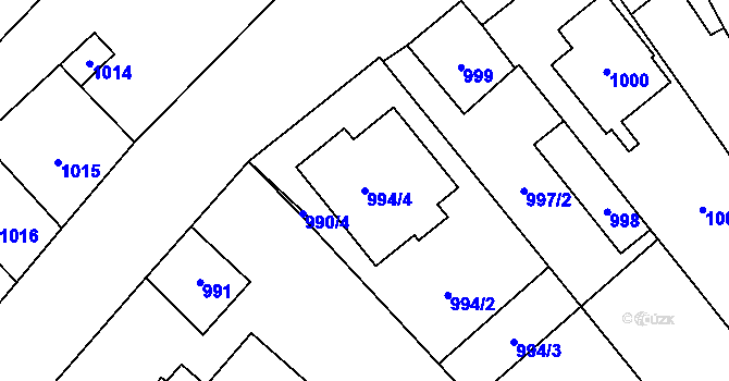 Parcela st. 994/4 v KÚ Mikulčice, Katastrální mapa