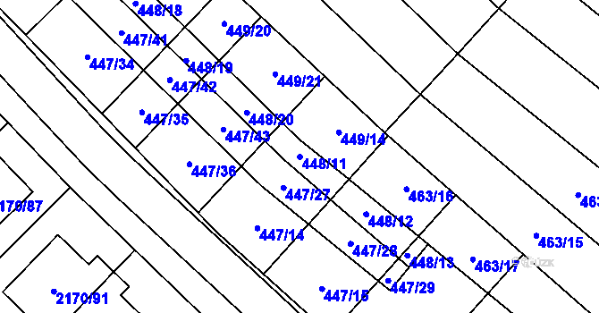 Parcela st. 448/11 v KÚ Mikulčice, Katastrální mapa