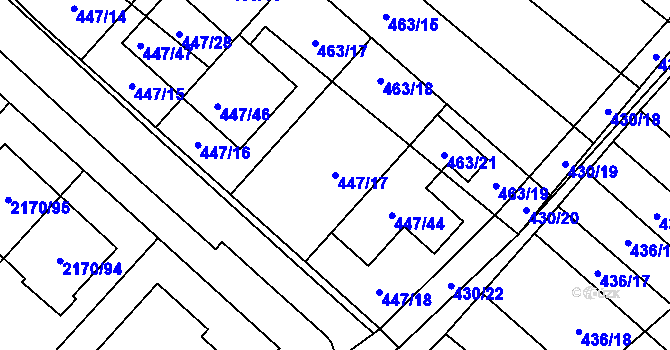 Parcela st. 447/17 v KÚ Mikulčice, Katastrální mapa