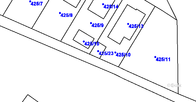 Parcela st. 425/23 v KÚ Mikulčice, Katastrální mapa