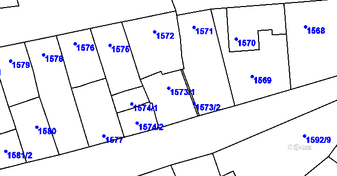 Parcela st. 1573/1 v KÚ Mikulčice, Katastrální mapa