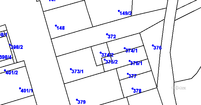 Parcela st. 374/2 v KÚ Mikulčice, Katastrální mapa