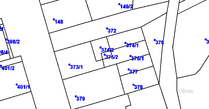 Parcela st. 375/2 v KÚ Mikulčice, Katastrální mapa
