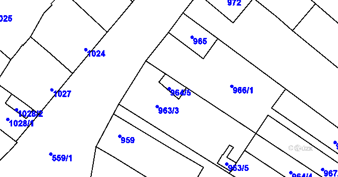 Parcela st. 964/5 v KÚ Mikulčice, Katastrální mapa