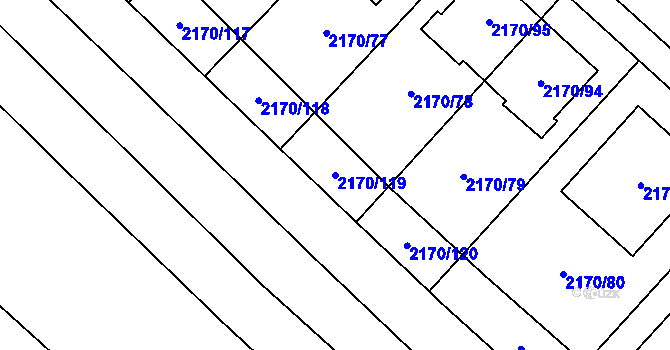 Parcela st. 2170/119 v KÚ Mikulčice, Katastrální mapa