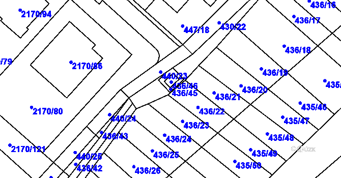Parcela st. 436/45 v KÚ Mikulčice, Katastrální mapa