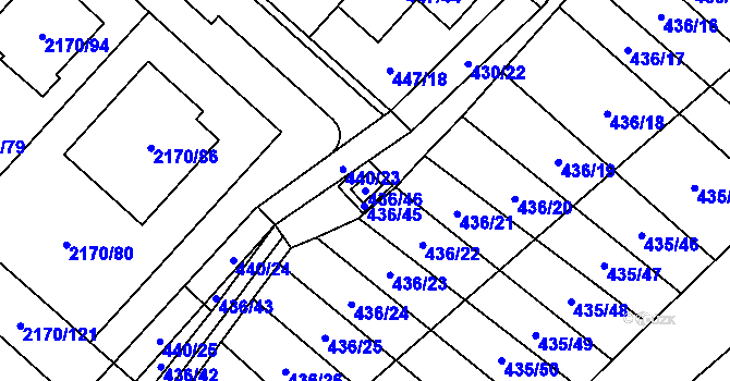 Parcela st. 436/46 v KÚ Mikulčice, Katastrální mapa