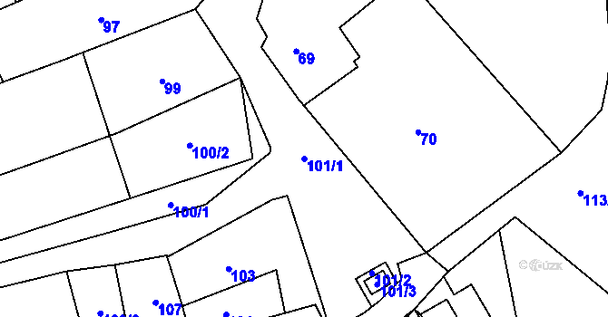 Parcela st. 101/1 v KÚ Mikulčice, Katastrální mapa