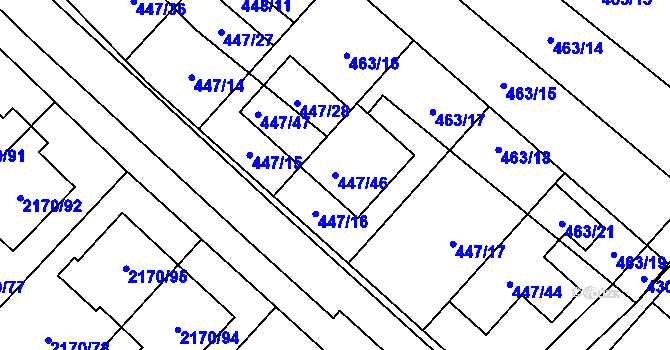 Parcela st. 447/46 v KÚ Mikulčice, Katastrální mapa