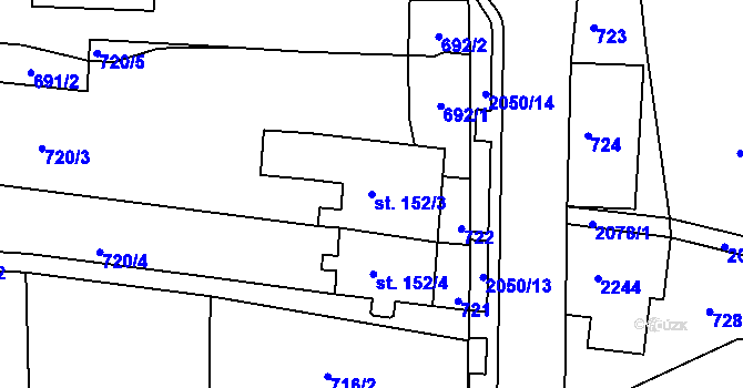 Parcela st. 152/3 v KÚ Kukle, Katastrální mapa