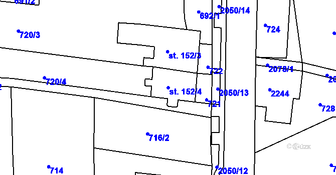 Parcela st. 152/4 v KÚ Kukle, Katastrální mapa