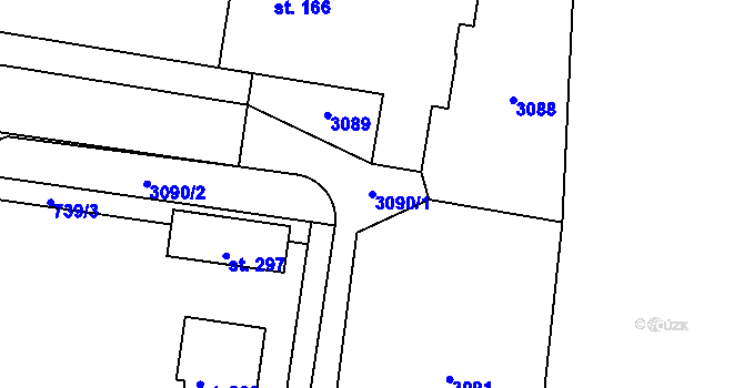 Parcela st. 3090/1 v KÚ Kukle, Katastrální mapa