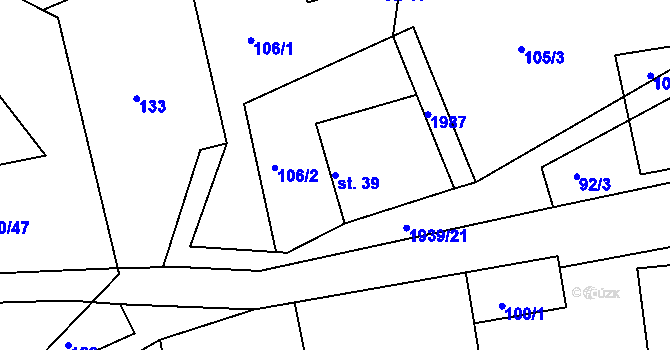 Parcela st. 39 v KÚ Mikuleč, Katastrální mapa