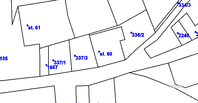 Parcela st. 60 v KÚ Mikuleč, Katastrální mapa
