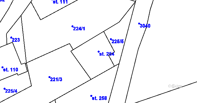 Parcela st. 254 v KÚ Mikuleč, Katastrální mapa