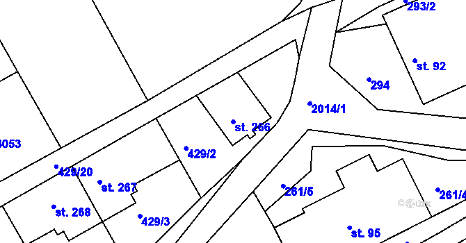 Parcela st. 266 v KÚ Mikuleč, Katastrální mapa