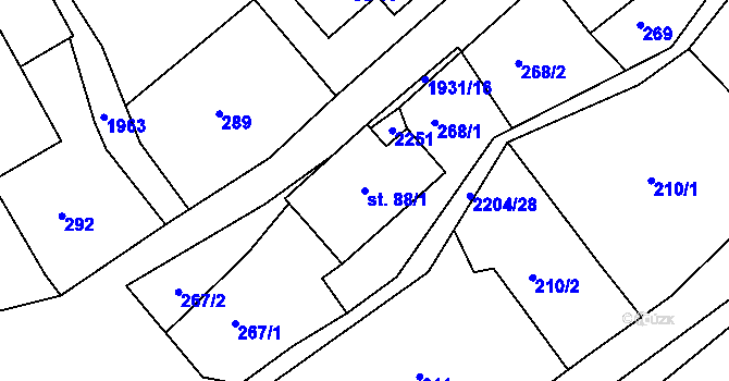 Parcela st. 88/1 v KÚ Mikuleč, Katastrální mapa