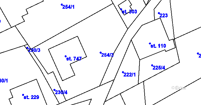 Parcela st. 254/3 v KÚ Mikuleč, Katastrální mapa