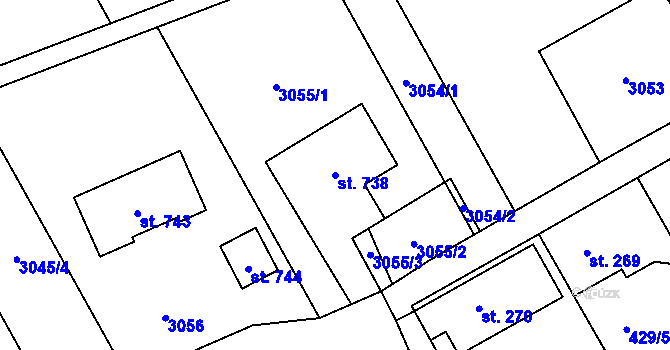 Parcela st. 738 v KÚ Mikuleč, Katastrální mapa