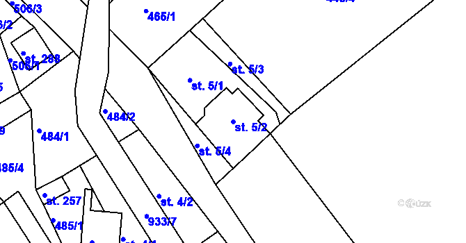 Parcela st. 5/2 v KÚ Mikulov v Krušných horách, Katastrální mapa