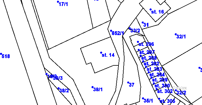 Parcela st. 14 v KÚ Mikulov v Krušných horách, Katastrální mapa