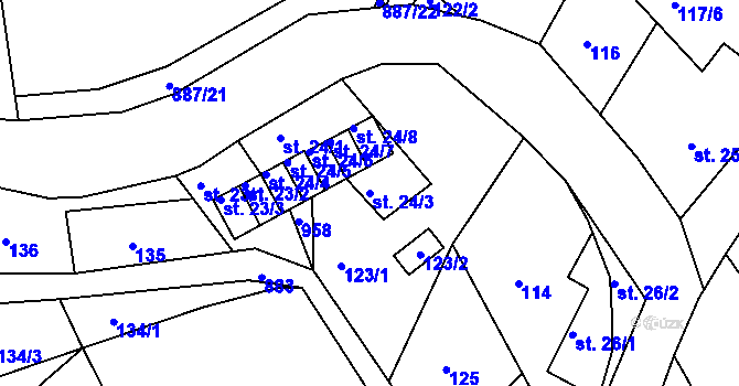 Parcela st. 24/3 v KÚ Mikulov v Krušných horách, Katastrální mapa