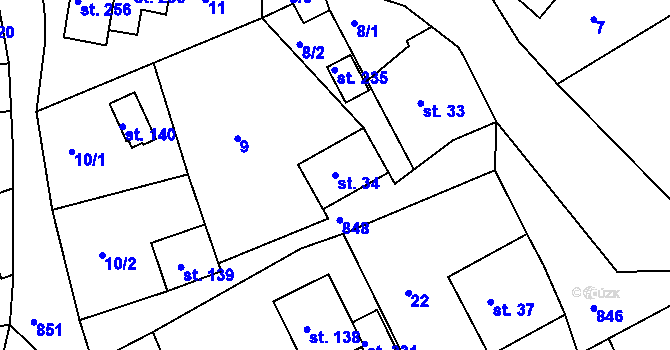 Parcela st. 34 v KÚ Mikulov v Krušných horách, Katastrální mapa
