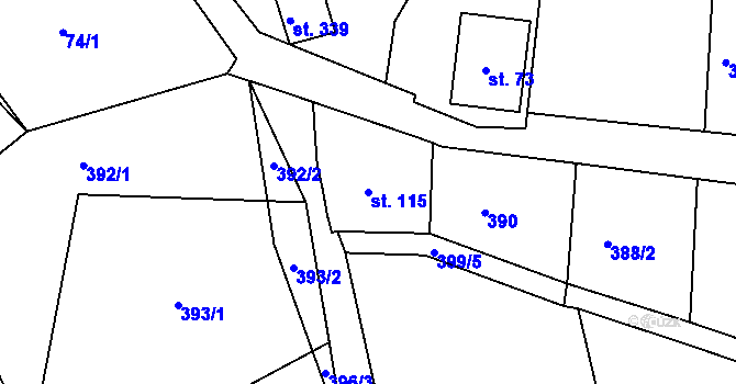 Parcela st. 115 v KÚ Mikulov v Krušných horách, Katastrální mapa