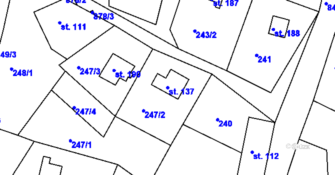 Parcela st. 137 v KÚ Mikulov v Krušných horách, Katastrální mapa