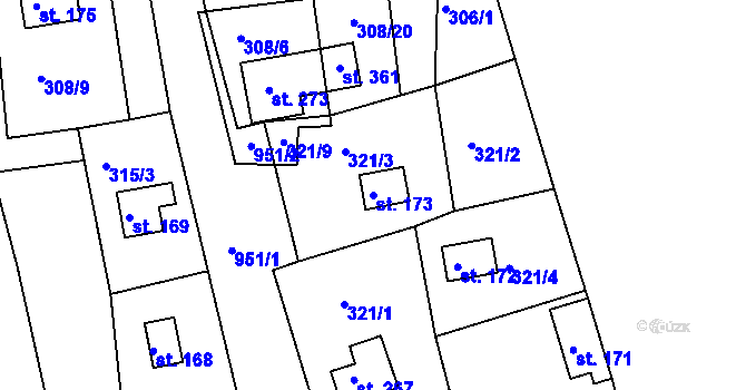 Parcela st. 173 v KÚ Mikulov v Krušných horách, Katastrální mapa