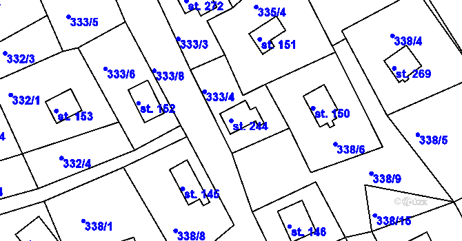 Parcela st. 244 v KÚ Mikulov v Krušných horách, Katastrální mapa