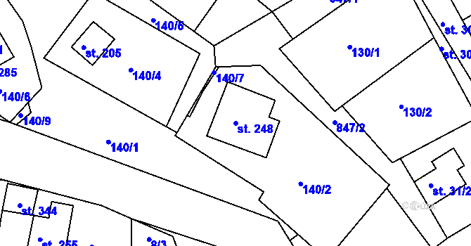 Parcela st. 248 v KÚ Mikulov v Krušných horách, Katastrální mapa