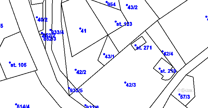 Parcela st. 43/1 v KÚ Mikulov v Krušných horách, Katastrální mapa