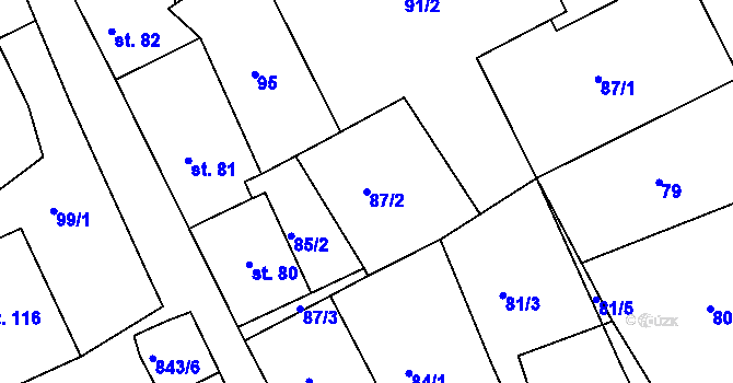 Parcela st. 87/2 v KÚ Mikulov v Krušných horách, Katastrální mapa