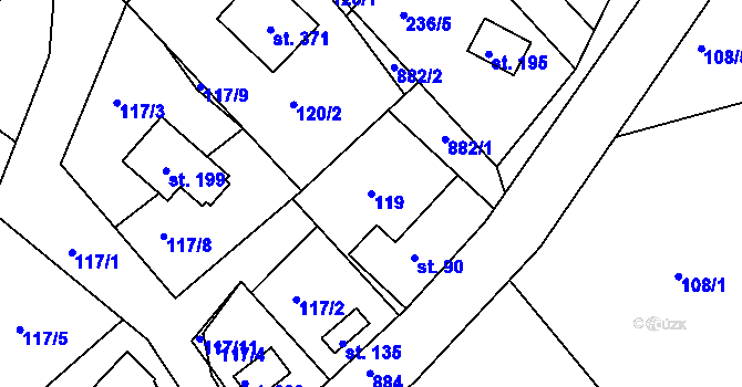 Parcela st. 119 v KÚ Mikulov v Krušných horách, Katastrální mapa