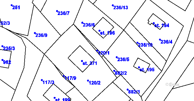Parcela st. 120/1 v KÚ Mikulov v Krušných horách, Katastrální mapa