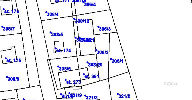 Parcela st. 308/2 v KÚ Mikulov v Krušných horách, Katastrální mapa