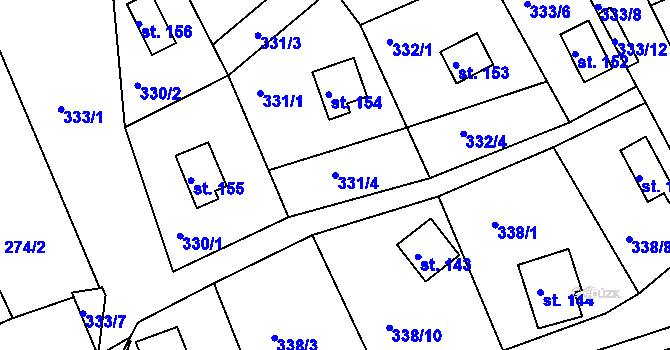 Parcela st. 331/4 v KÚ Mikulov v Krušných horách, Katastrální mapa