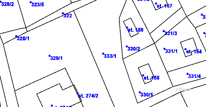 Parcela st. 333/1 v KÚ Mikulov v Krušných horách, Katastrální mapa